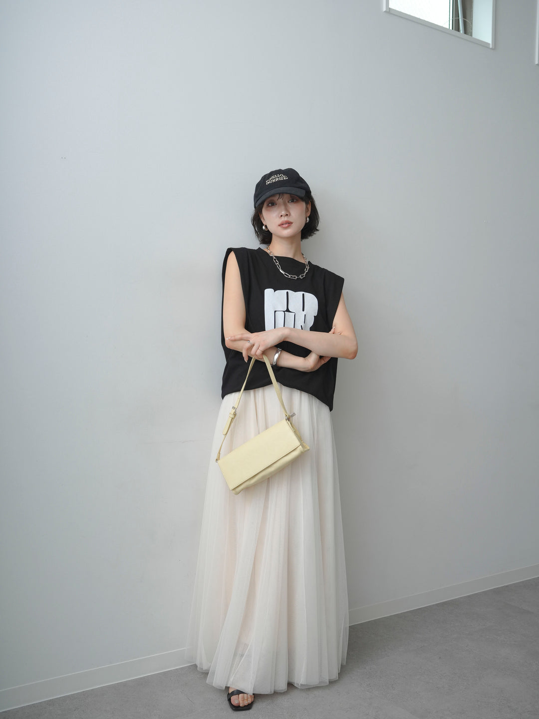 [先行販売！]ショルダータックノースリーブオーバーTEE+ショルダータックノースリーブオーバーTEE(2set)