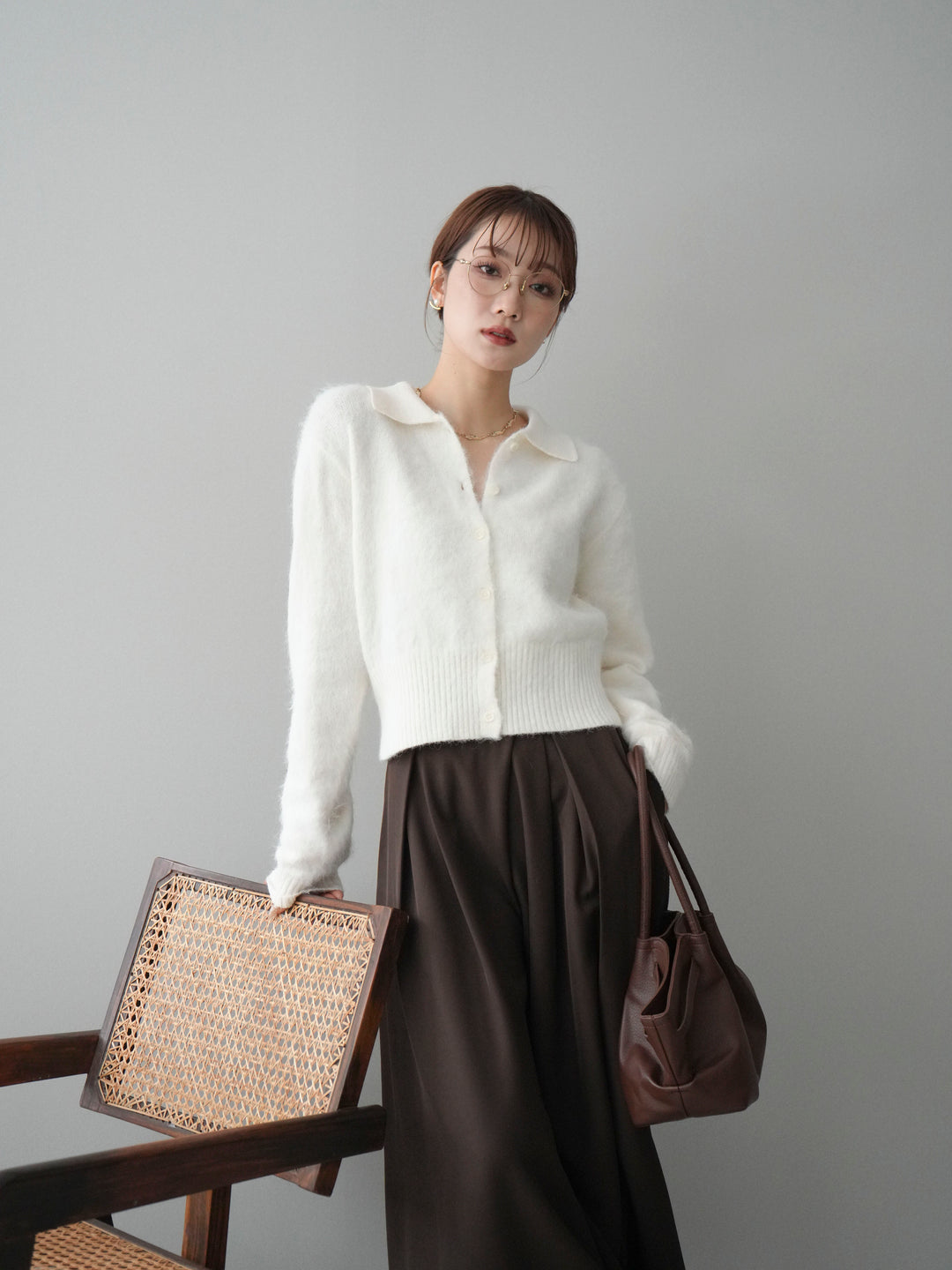 [SET]モヘア衿付きボタンプルオーバー+選べるアクセセット(2set)