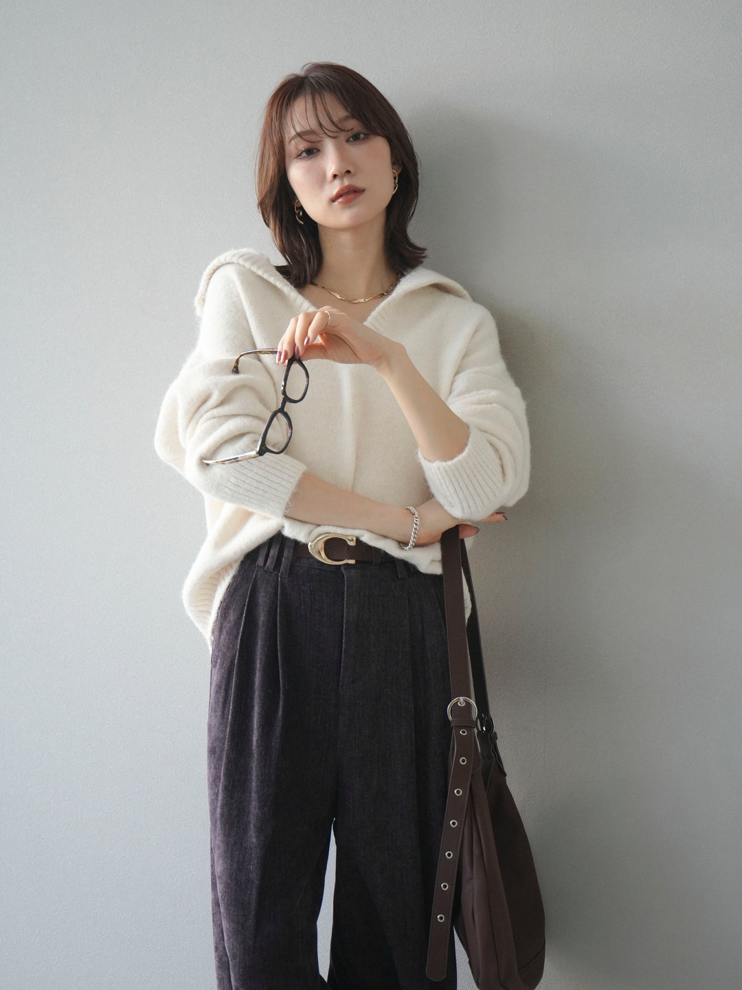 [予約]スキッパーニットプルオーバー/offwhite