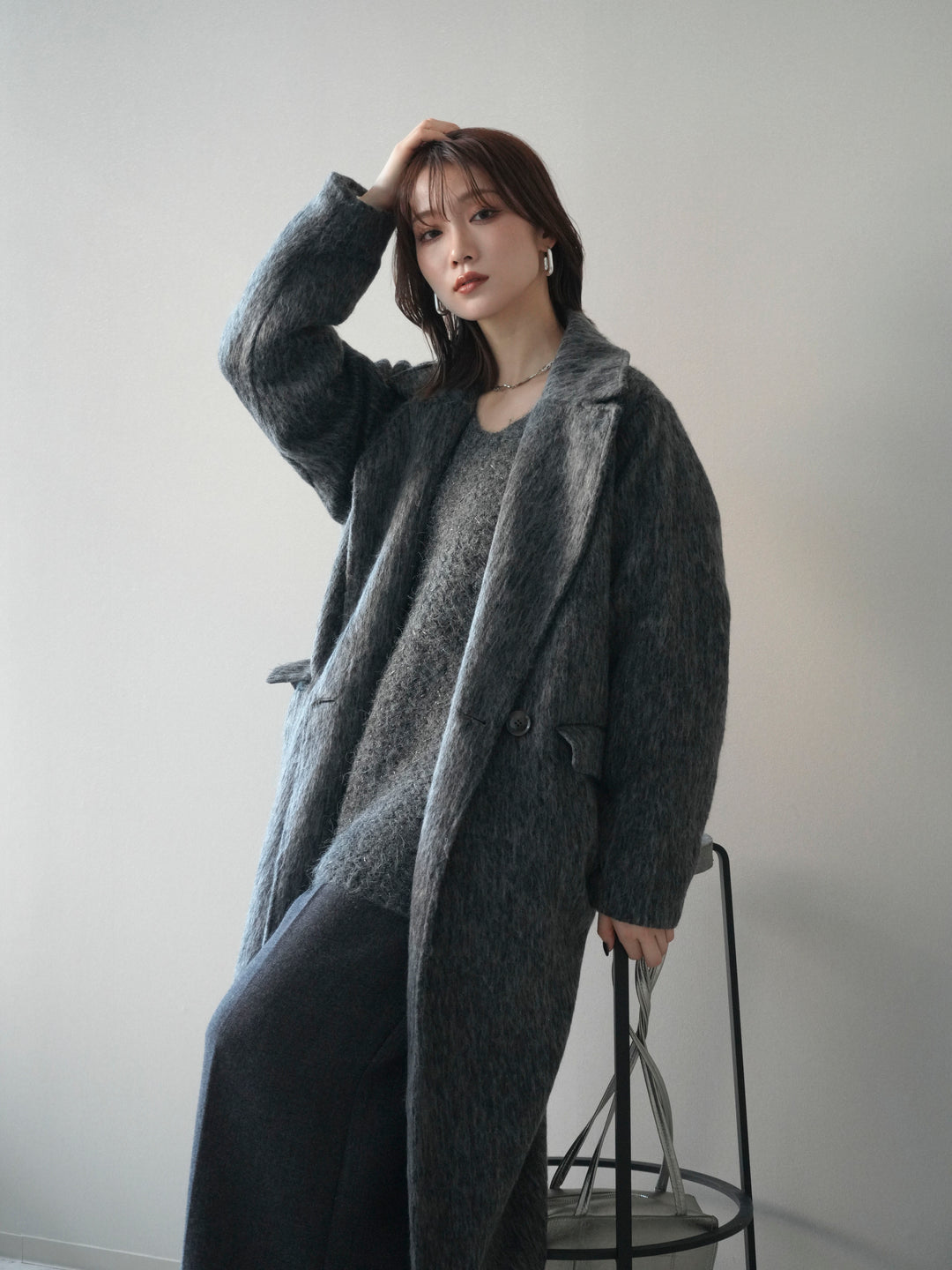 [予約]ソフトシャギーチェスターコート/charcoal