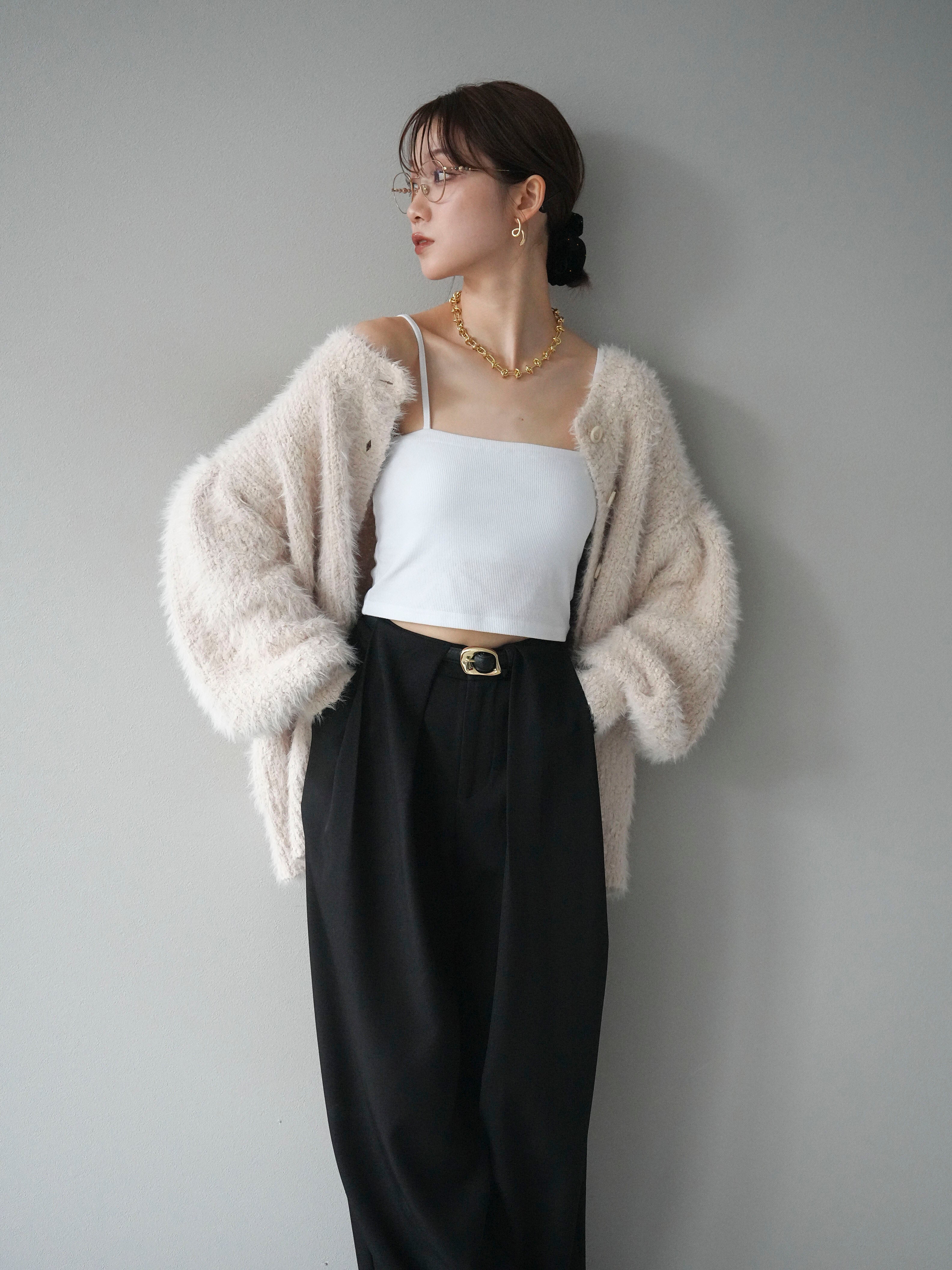 予約]クルーネックランダムシャギーカーディガン/エクリュ – Lumier