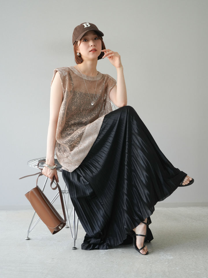 [予約]シャイニーレースプルオーバー/ブラウン