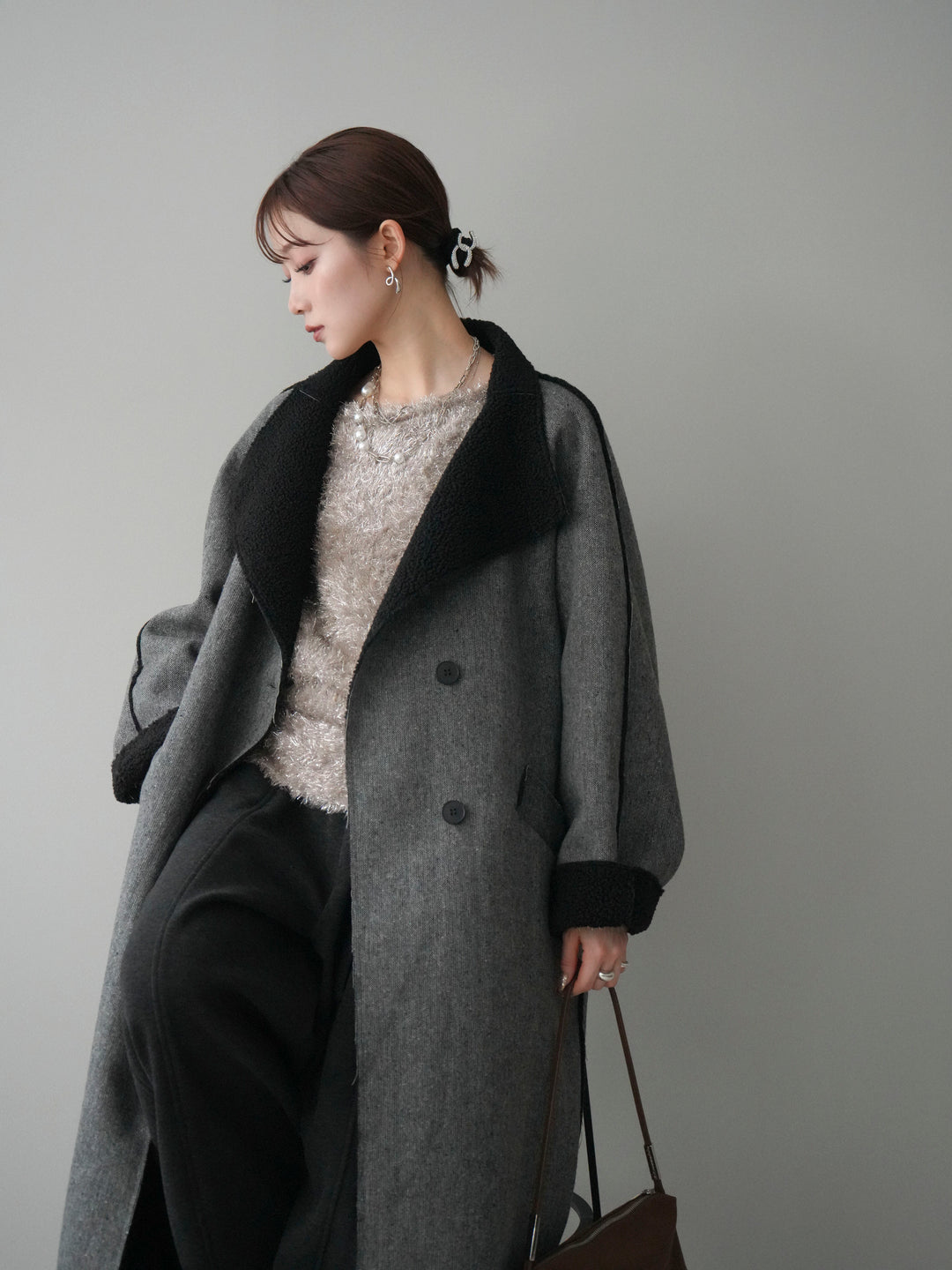 [予約]アウトシーム裏ボアコート/gray