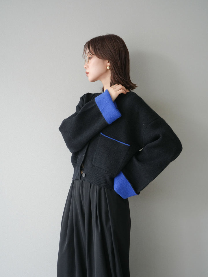 【SET】雙色針織開襟衫+褶襉設計寬褲（2套）