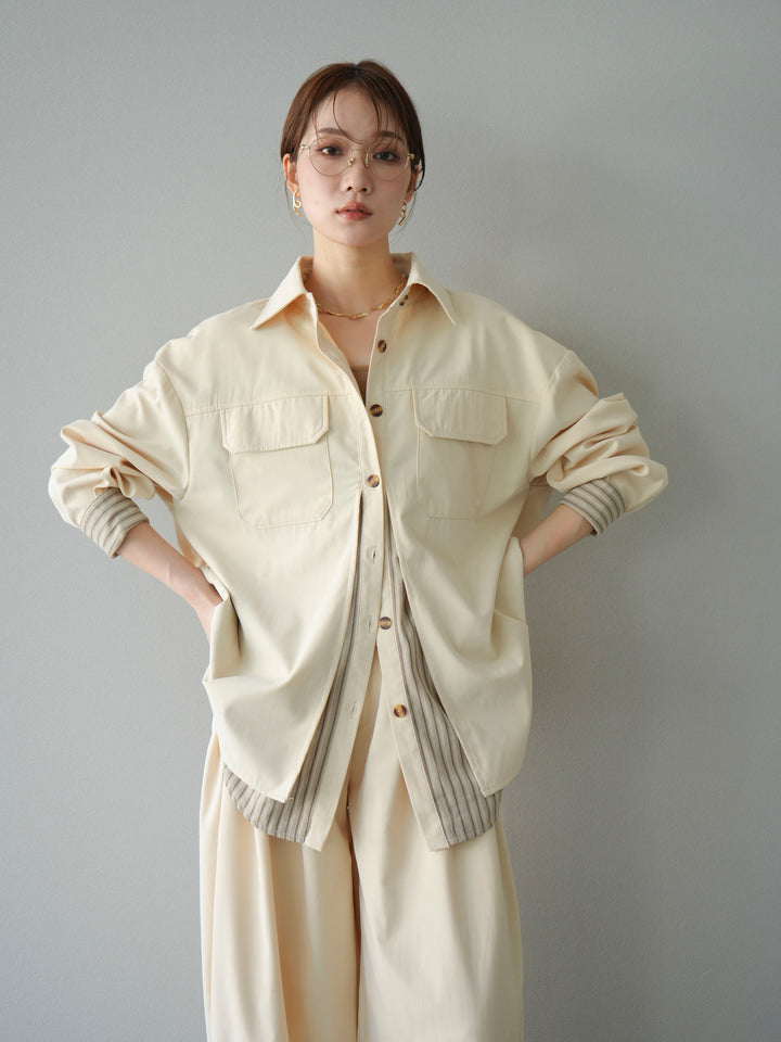 [予約]ストライプレイヤードシャツ/アイボリー