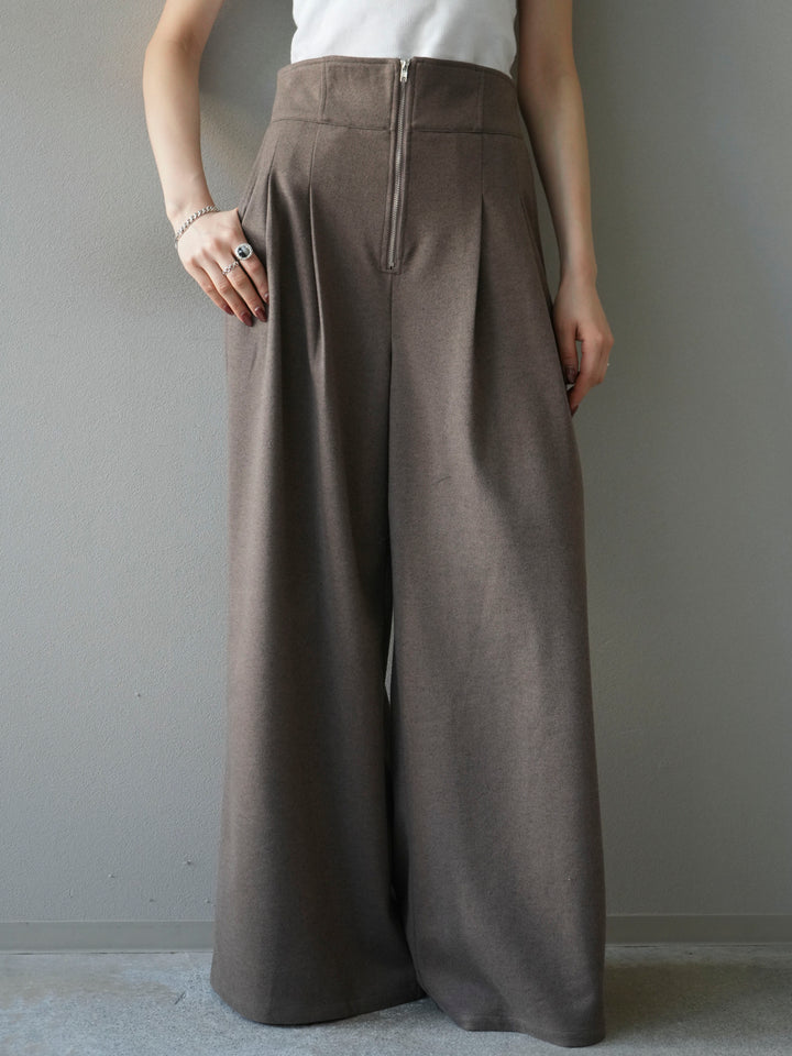 [予約]ウールタッチフロントジップパンツ/mocha