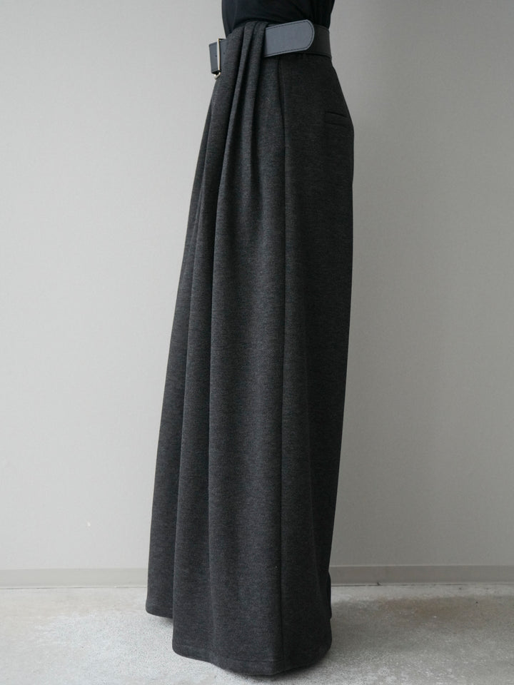 [予約]ベルトデザインループウールワイドパンツ(ベルト付)/gray