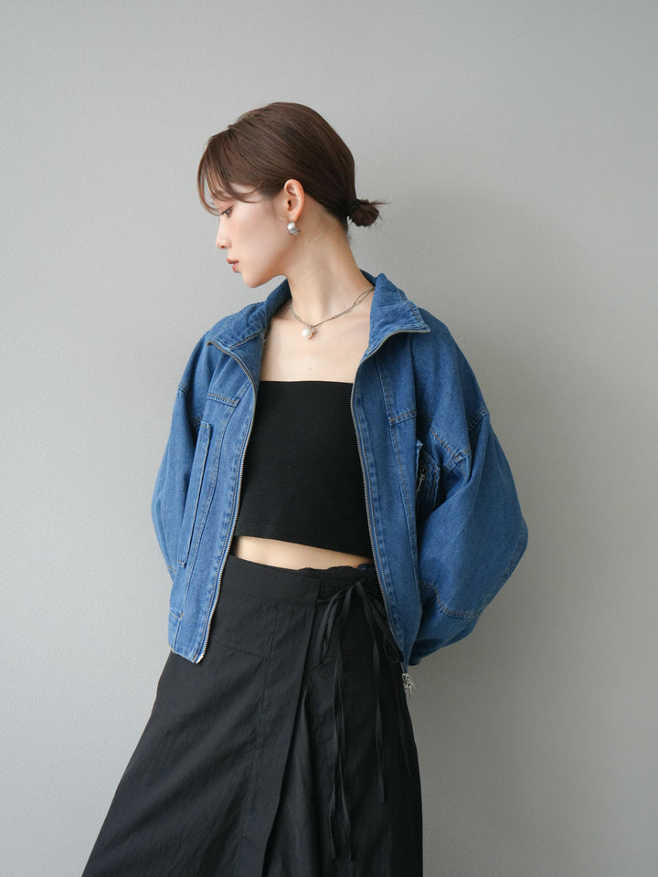 [予約]ZIPポケットデニムショートブルゾン/ブルー