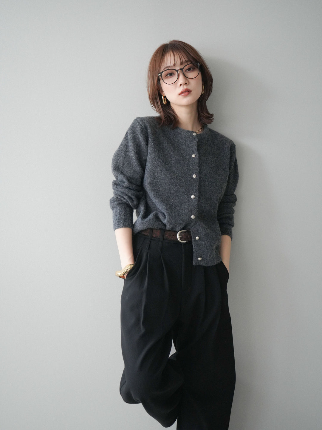 [SET]アンティークボタンニットカーディガン+アンティークボタンニットカーディガン(2set)