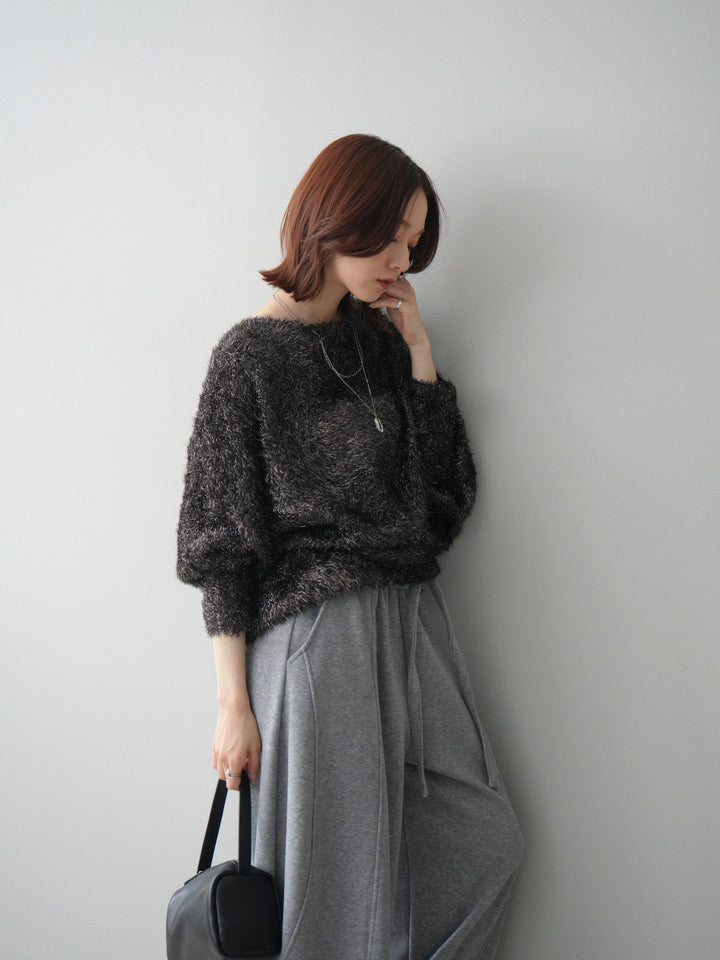 [予約]ラメシャギードルマンニットプルオーバー/brown