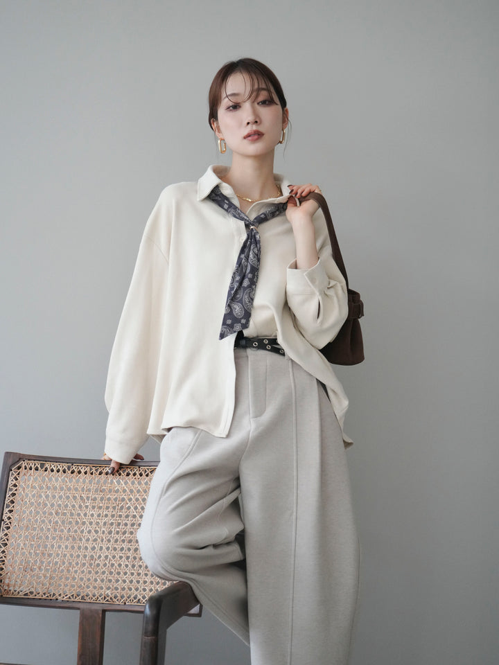 [予約]スカーフ付きスエードシャツ/ivory