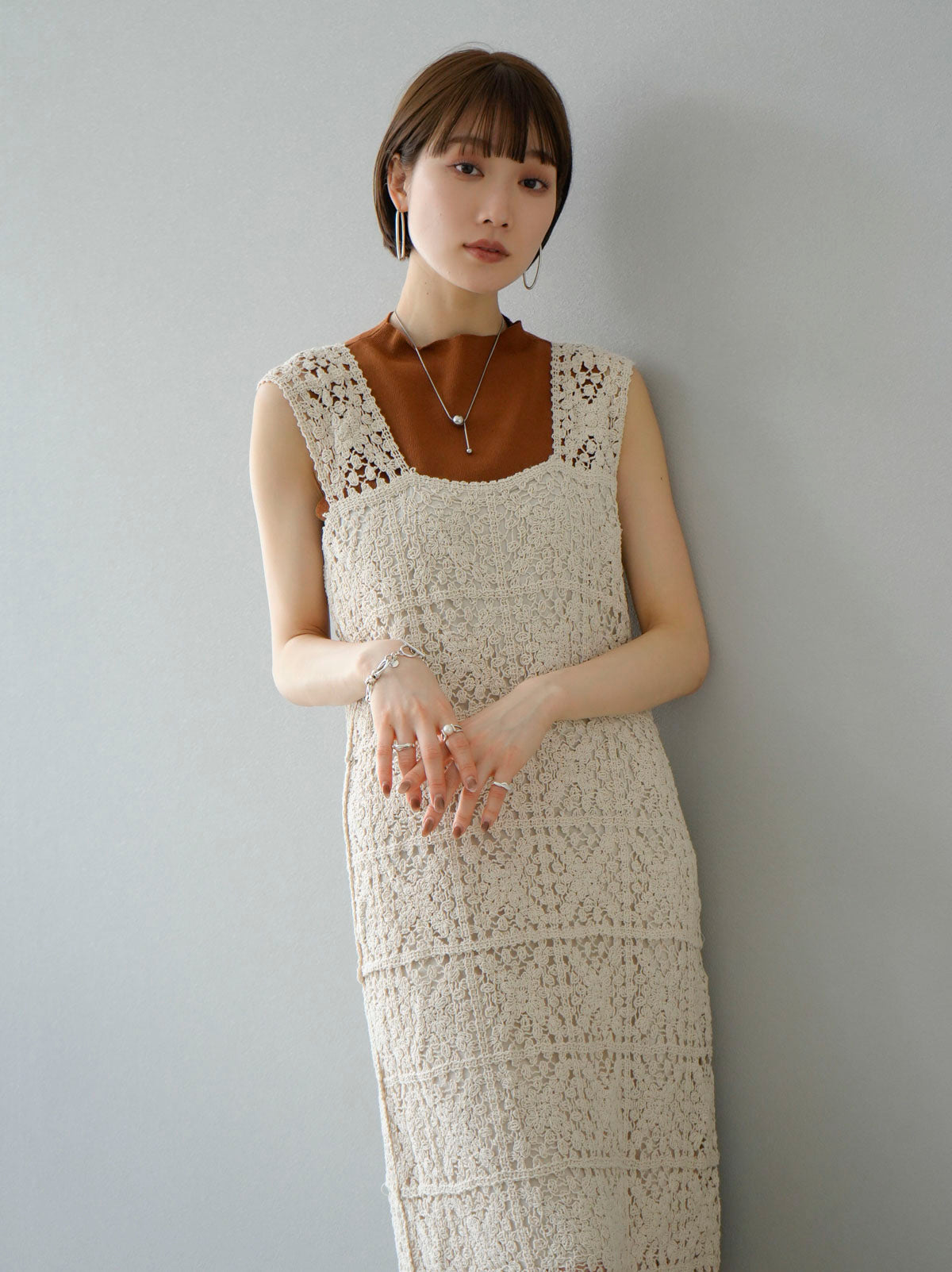 Pre-order] Crochet sleeveless dress/Ecru – Lumier