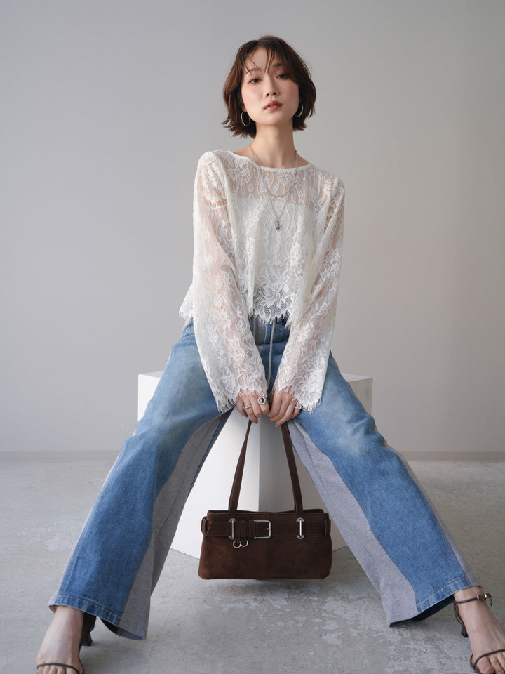 [SET]2WAYスリーブレーストップス+2WAYスリーブレーストップス(2set)