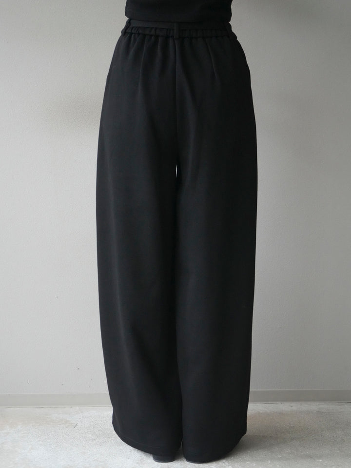 [予約]ベルト付スウェットワイドパンツ/black