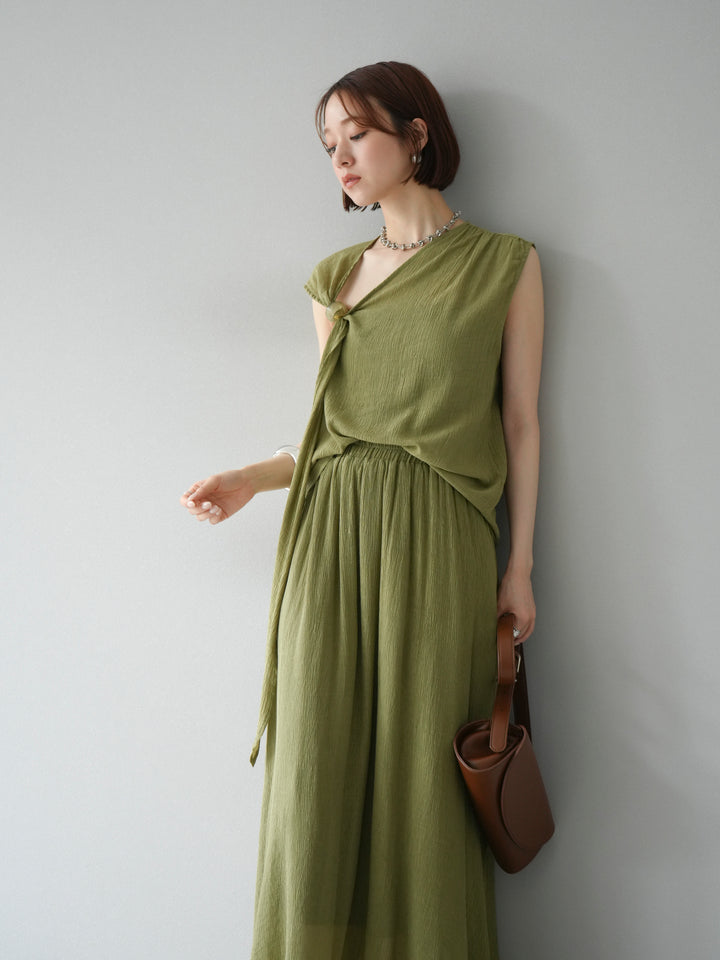 [SET]ビーズモチーフ楊柳ブラウス＆フレアスカートSET UP(2set)