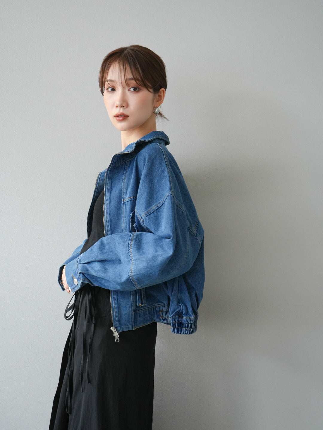 [予約]ZIPポケットデニムショートブルゾン/ブルー