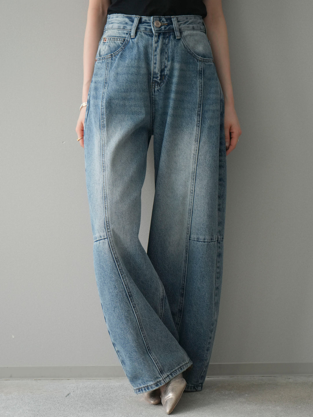 [予約]ガーメントウォッシュカーブデニムパンツ/lightblue