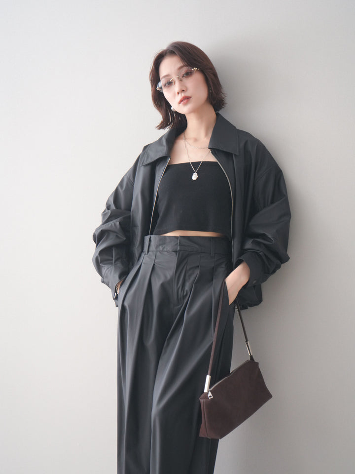 [予約]ウォッシャブルフェイクレザーバルーンジャケット/black