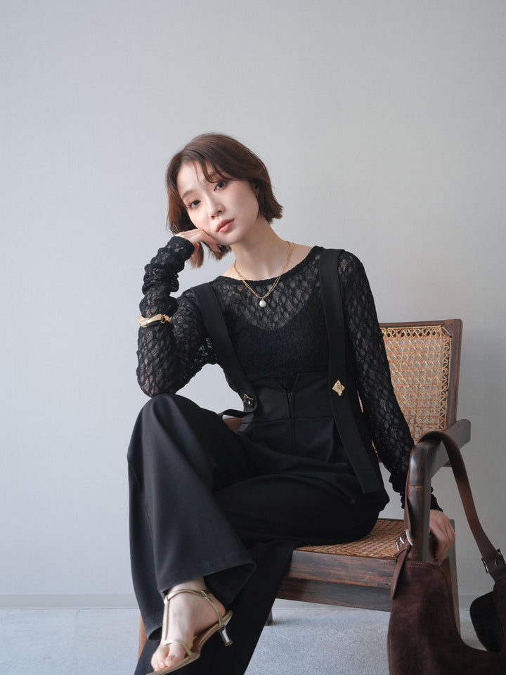 [予約]バックラウンドジャガードレーストップス/black