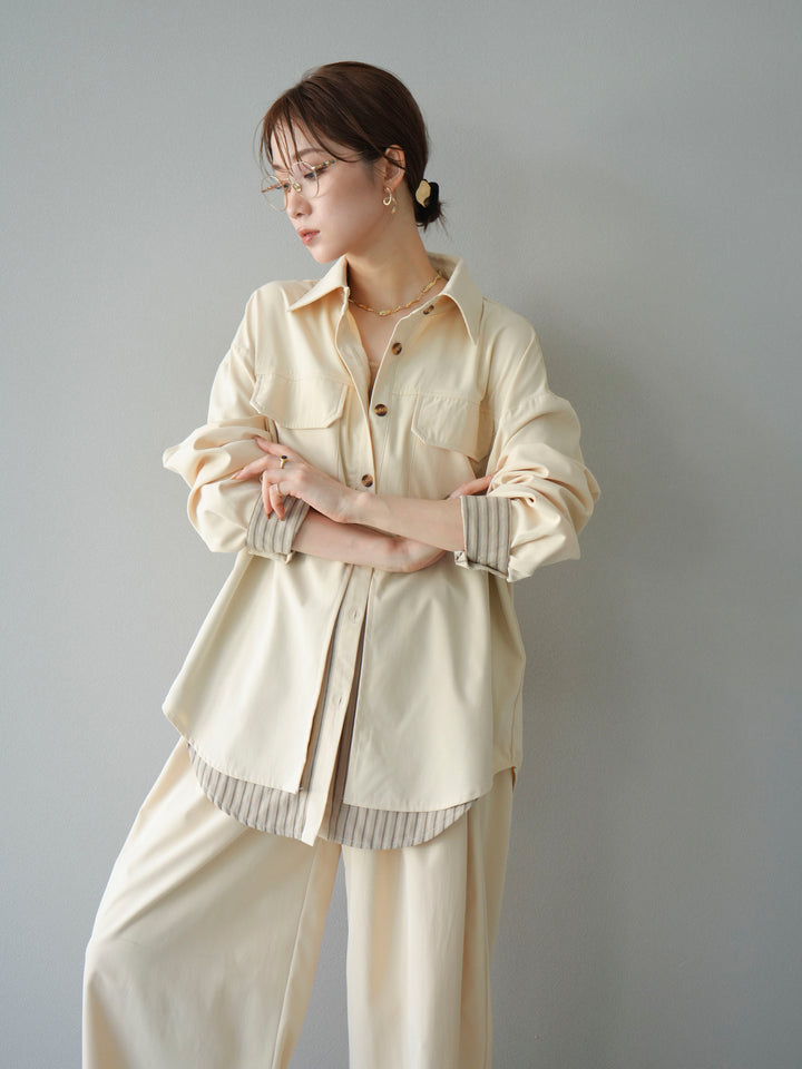 [予約]ストライプレイヤードシャツ/アイボリー