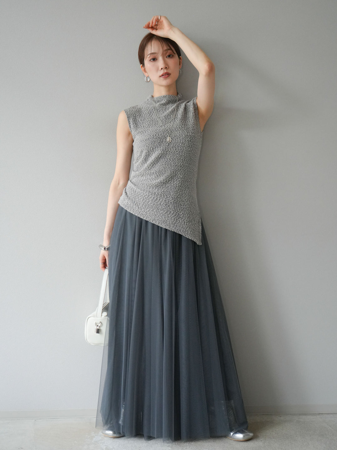 [予約]チュールボリュームスカート/グレー