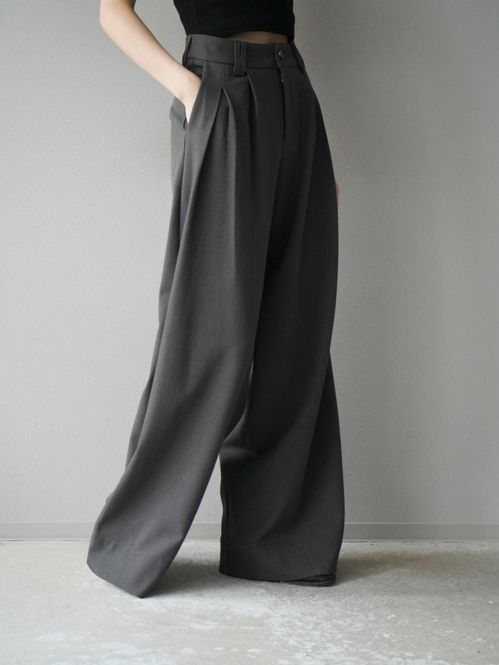[予約]ダブルタックワイドパンツ/グレー