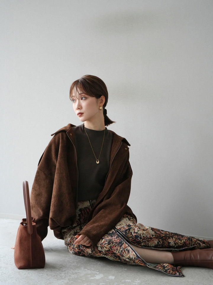 [SET]スウェードオーバーブルゾン+ゴブランフロントジップタイトスカート(2set)