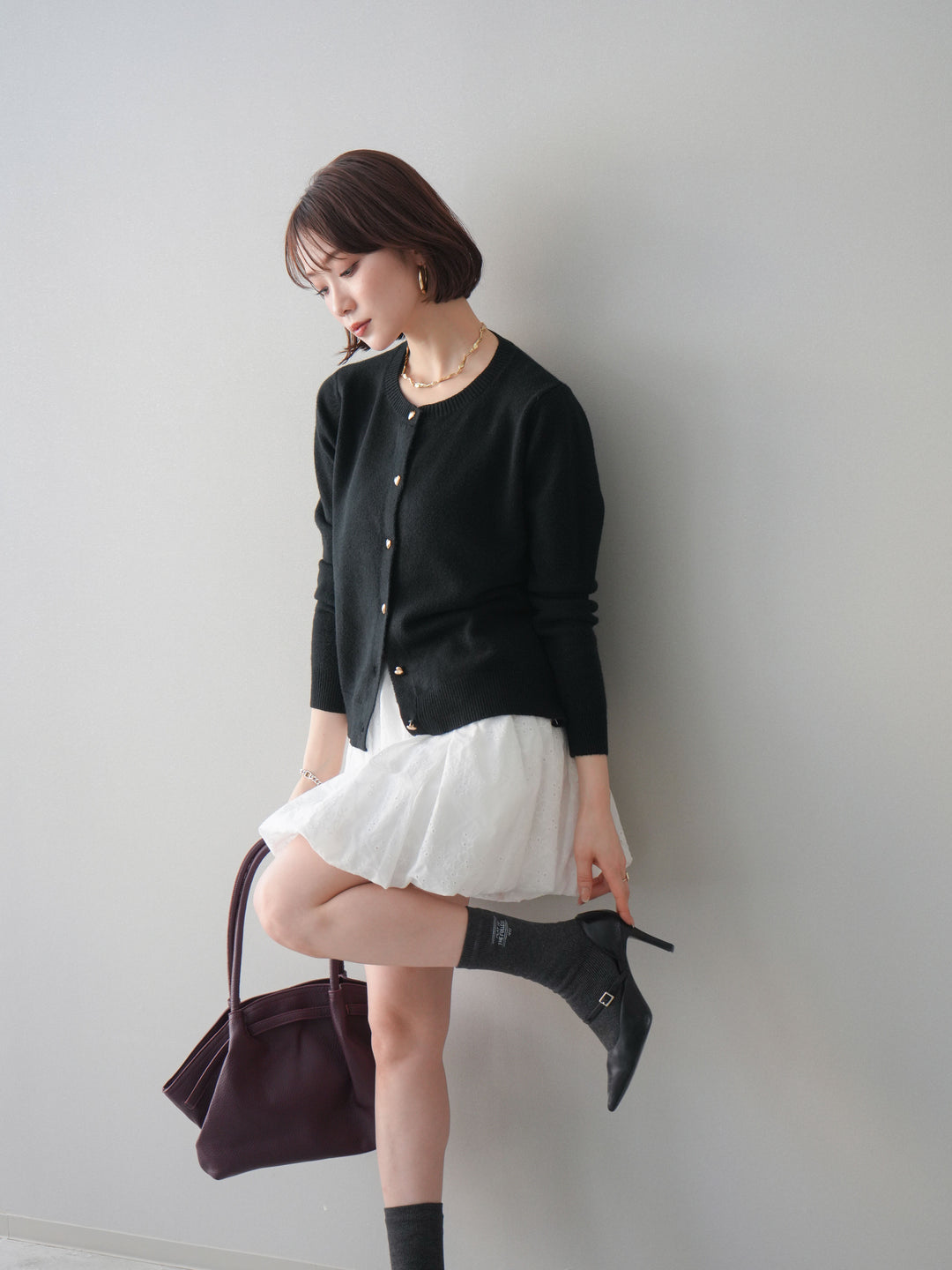 [SET]ハートボタンニットカーディガン+ハートボタンニットカーディガン(2set)