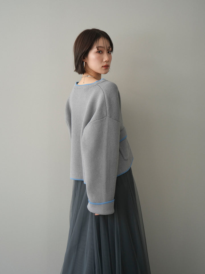 [SET]ポリエステル配色ニットカーディガン+ポリエステル配色ニットカーディガン(2set)