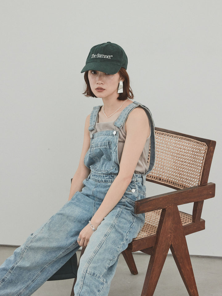 [SET]センターシームデニムサロペット +スクエアベロアタンクトップ(2set)