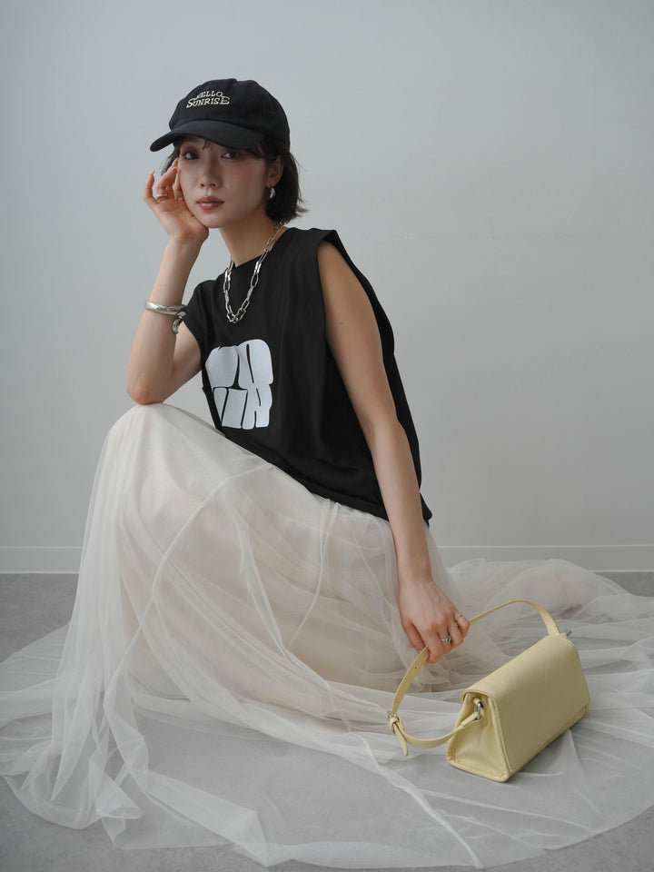 [先行販売！]ショルダータックノースリーブオーバーTEE+ショルダータックノースリーブオーバーTEE(2set)