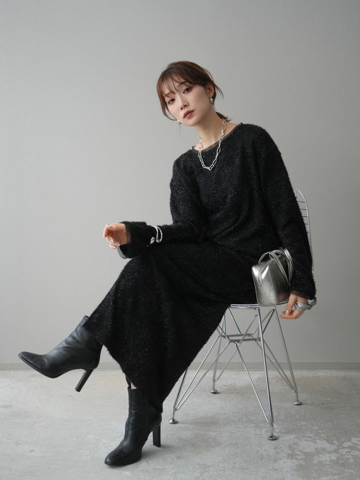 [予約]ラメシャギートップス/black