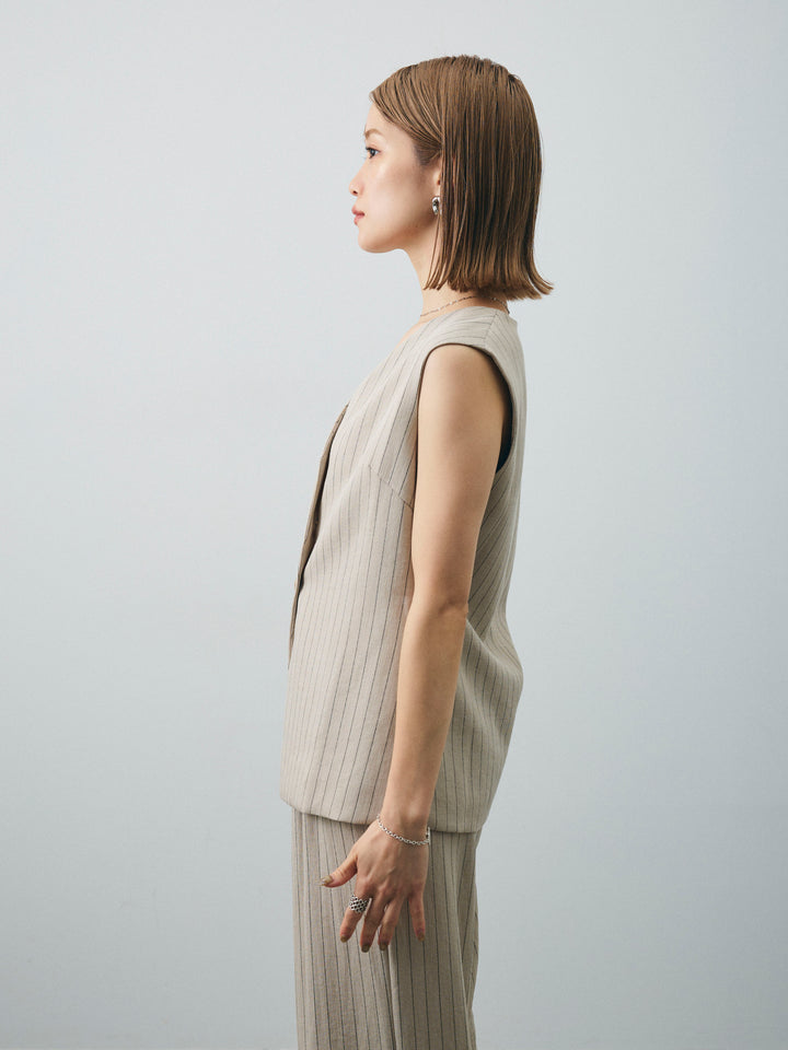 [SET] 條紋背心＆寬褲SET UP（2件套）