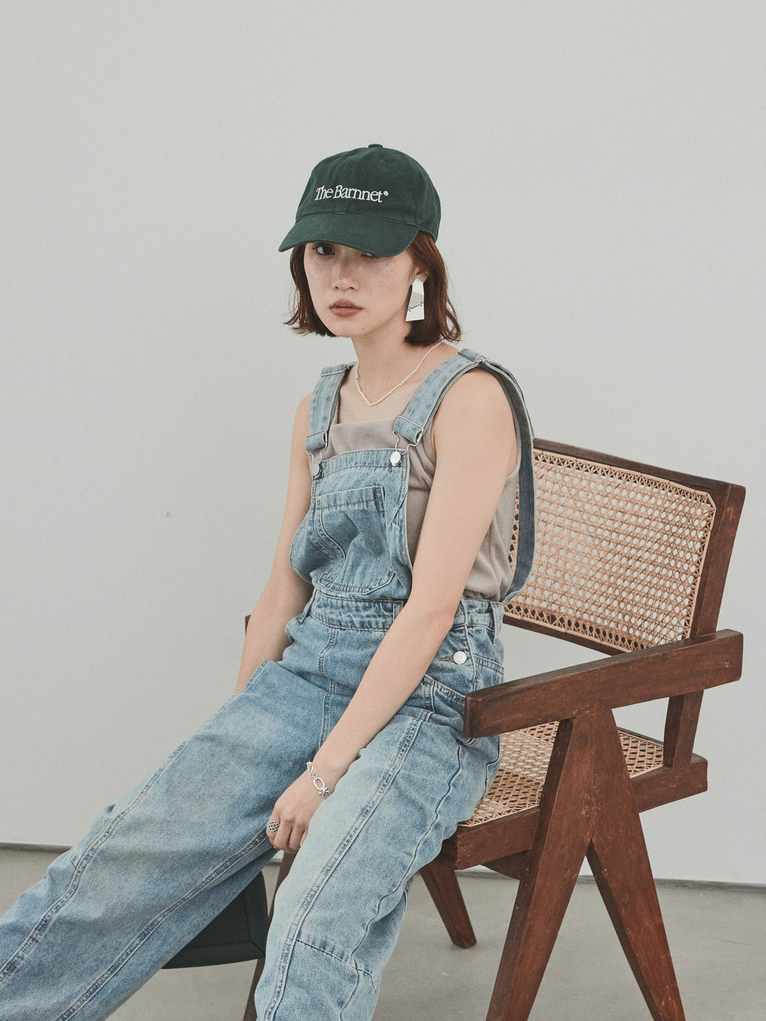 [予約]センターシームデニムサロペット /ライトブルー