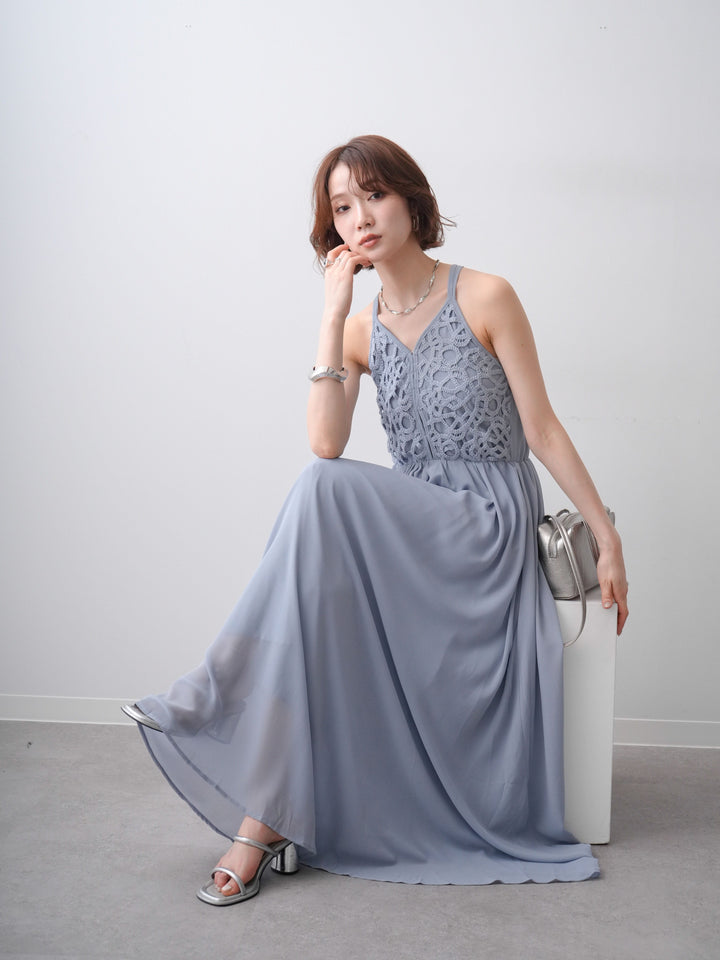 [SET]クロシェシフォンキャミワンピース+選べるアクセセット(2set)
