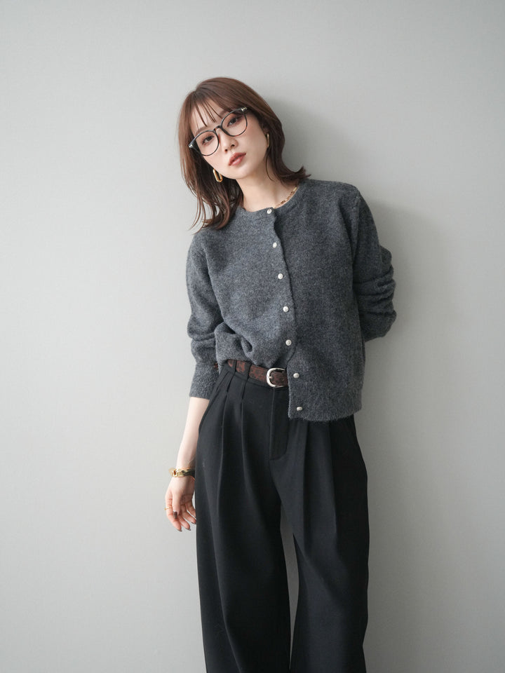 [予約]アンティークボタンニットカーディガン/charcoal