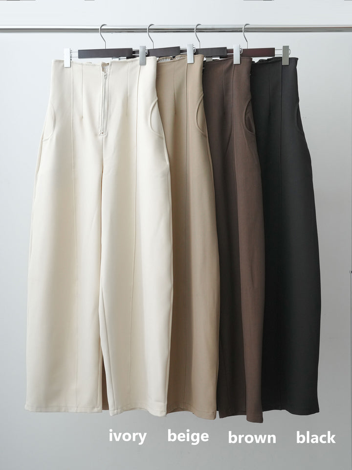 [SET]ショルダーチュールノースリTEE+ハイウエストカーブレッグパンツ(2set)