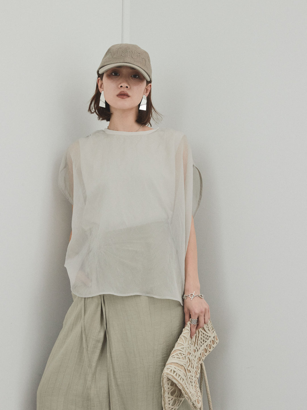 [予約]コンパクトスムースシアーレイヤードトップス/グレージュ