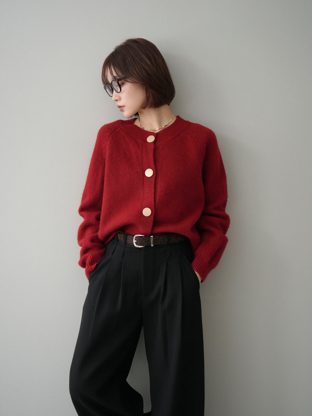 [SET]BIGボタンニットカーディガン+BIGボタンニットカーディガン(2set)