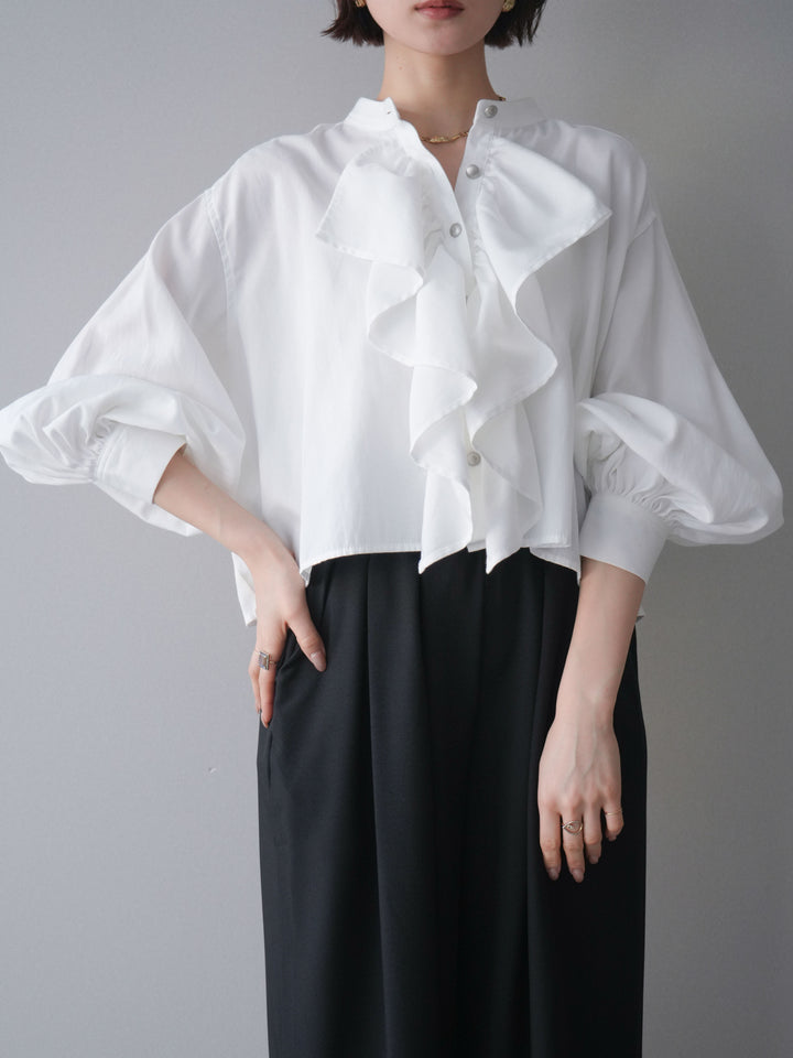 [SET]ラッフルフレアショートブラウス+ラッフルフレアショートブラウス(2set)