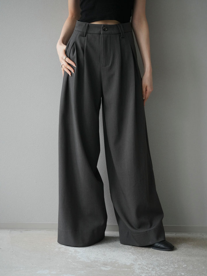 [予約]ダブルタックワイドパンツ/グレー