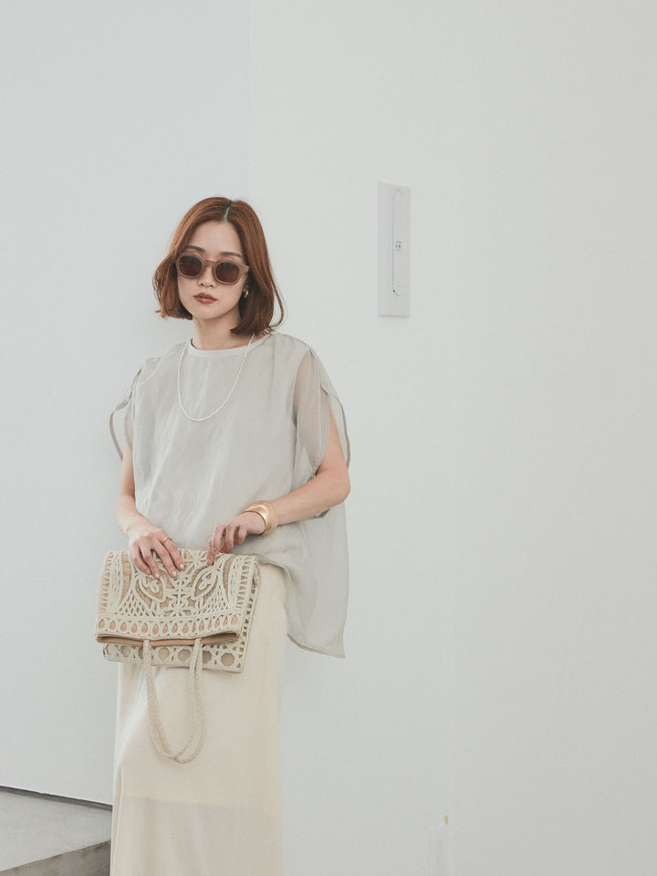 [SET] 緊湊光滑透視層疊上衣 + 天鵝絨低腰裙 (2set)