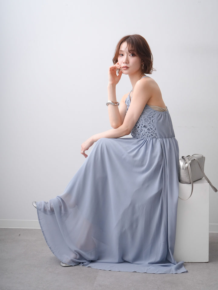 [SET]クロシェシフォンキャミワンピース+クロシェシフォンキャミワンピース(2set)