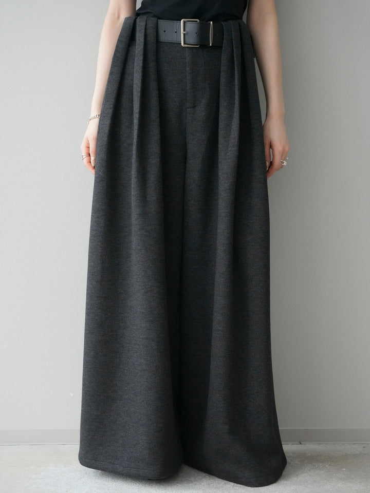 [予約]ベルトデザインループウールワイドパンツ(ベルト付)/gray