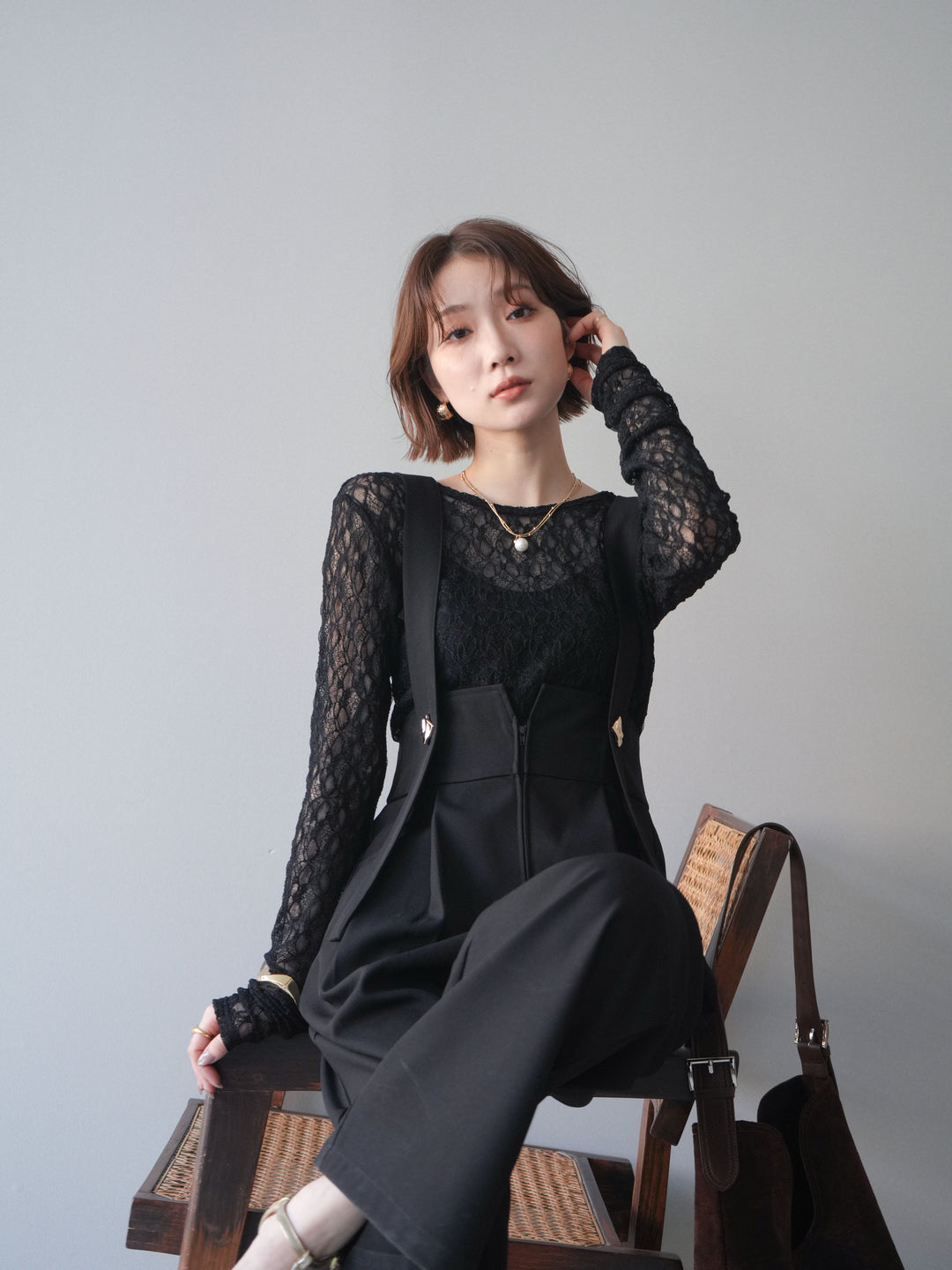 [予約]バックラウンドジャガードレーストップス/black