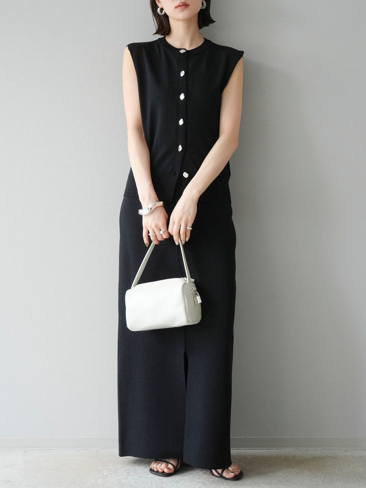 [予約]レーヨンポリIラインニットスカート/ブラック