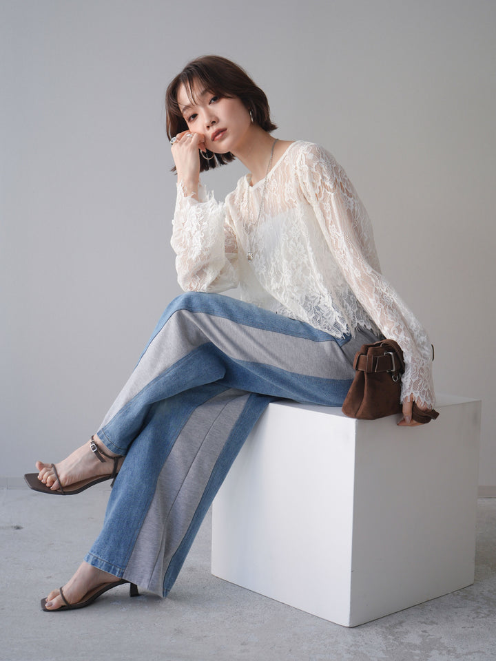 [SET]2WAYスリーブレーストップス+2WAYスリーブレーストップス(2set)