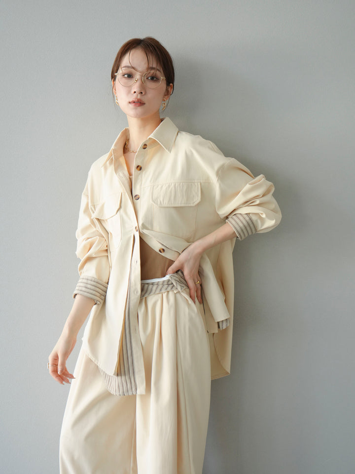 [予約]ストライプレイヤードシャツ/アイボリー