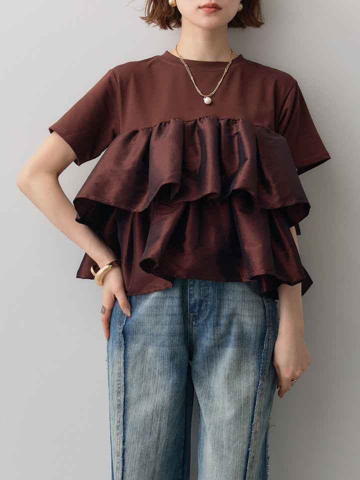 [予約]フリルティアードTEE/brown