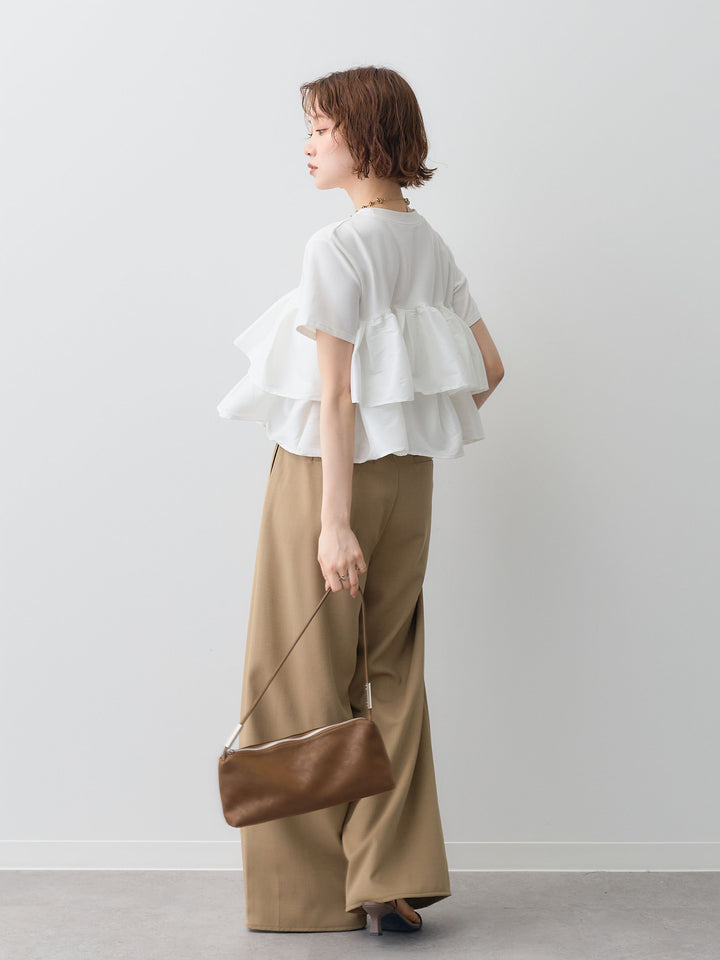 [SET]フリルティアードTEE+クレープデシンタックワイドパンツ(2set)